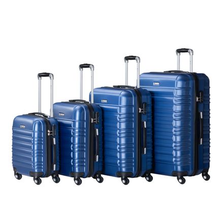 Set 4 valize ABS cu maner telescopic si roti - albastru