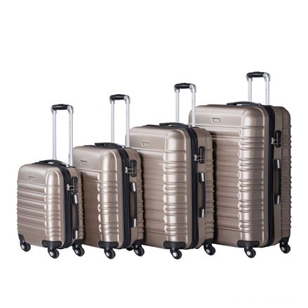 Set 4 valize ABS cu maner telescopic si roti - sampanie