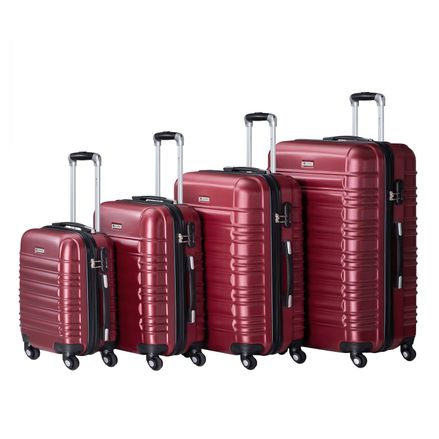 Set 4 valize ABS cu maner telescopic si roti - rosu
