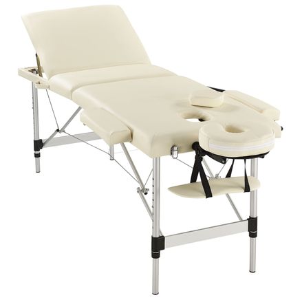 Masã de masaj cu cadru din aluminiu 180 x 60 cm bej